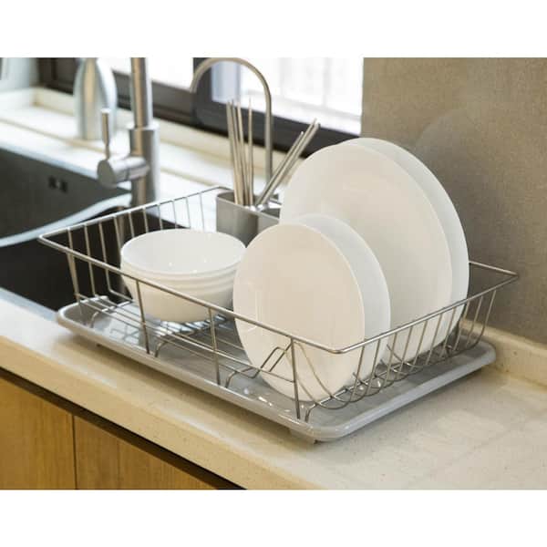 PLASTIC KITCHEN SINK DISH DRAINER CUTLERY PLATE CUP DRAINING HOLDER RACK TIDY 