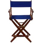 24 in. Extra-Wide Mission Oak Wood Frame/Royal Blue Canvas Seat Folding Directors Chair