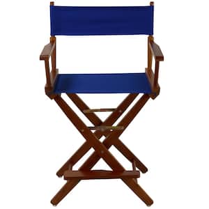 24 in. Extra-Wide Mission Oak Frame/ Royal Blue Canvas New, Solid Wood Folding Chair (Set of 1)