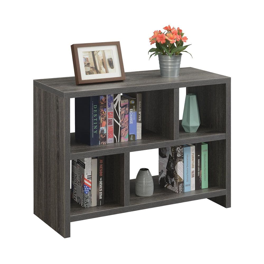 Weathered Gray Modern 3-Tier Hollow Core Console Bookcase