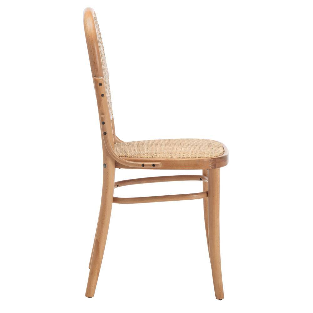 Elegant Transitional Natural Cane and Wood Side Chair