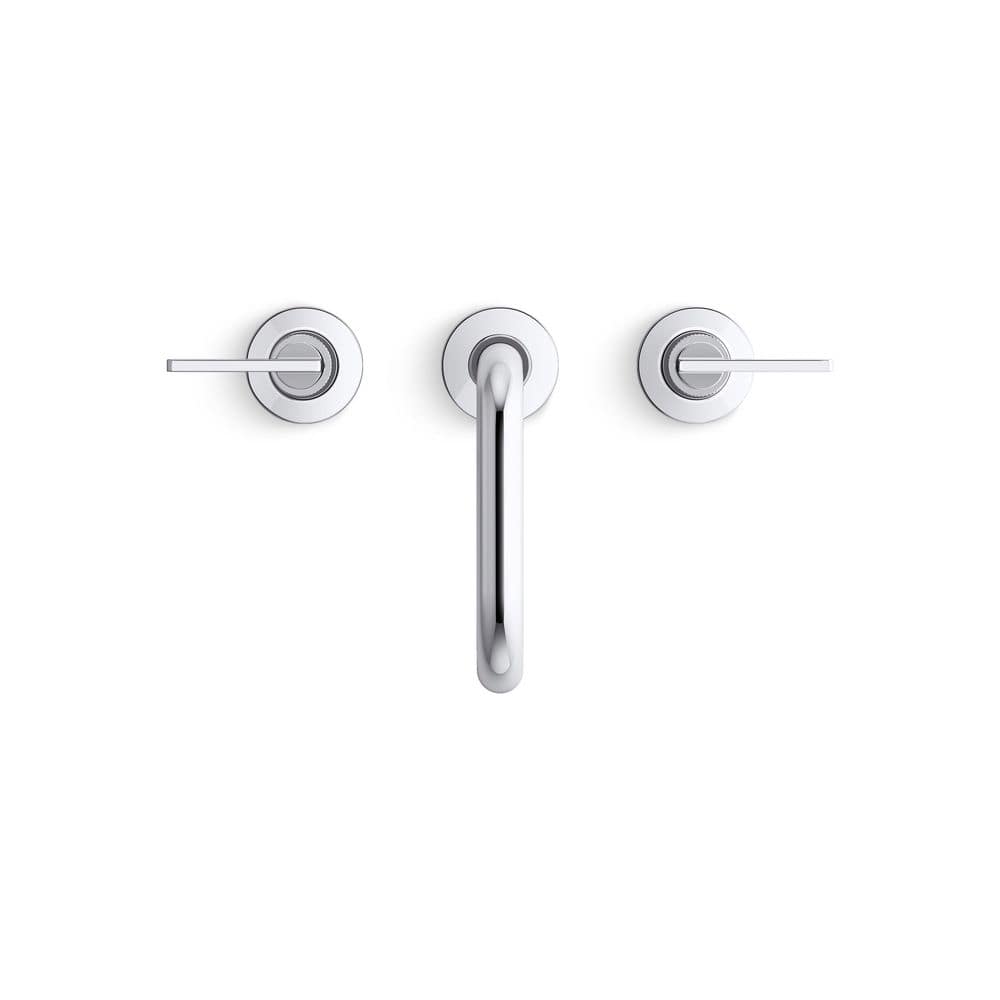 Polished Chrome Widespread Bathroom Sink Faucet with Stamped Levers