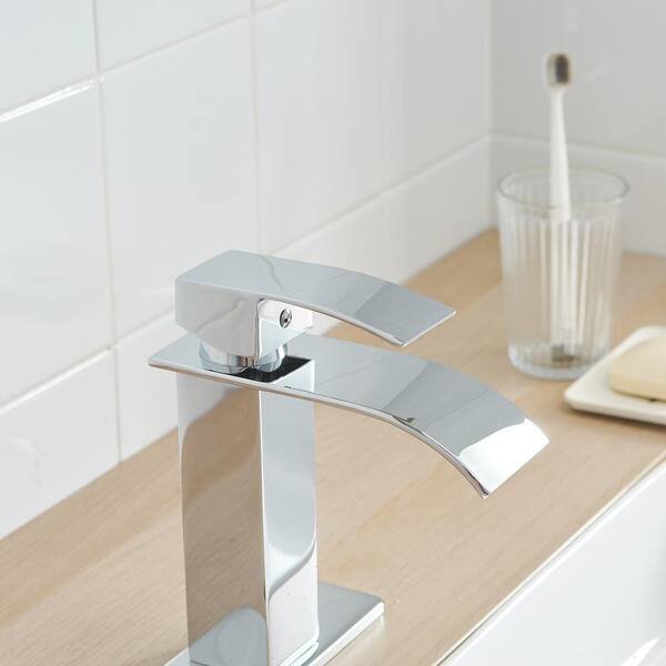7.4" Waterfall Bathroom Vanity Sink Basin Faucet Mixer Tap 6" Cover Plate 