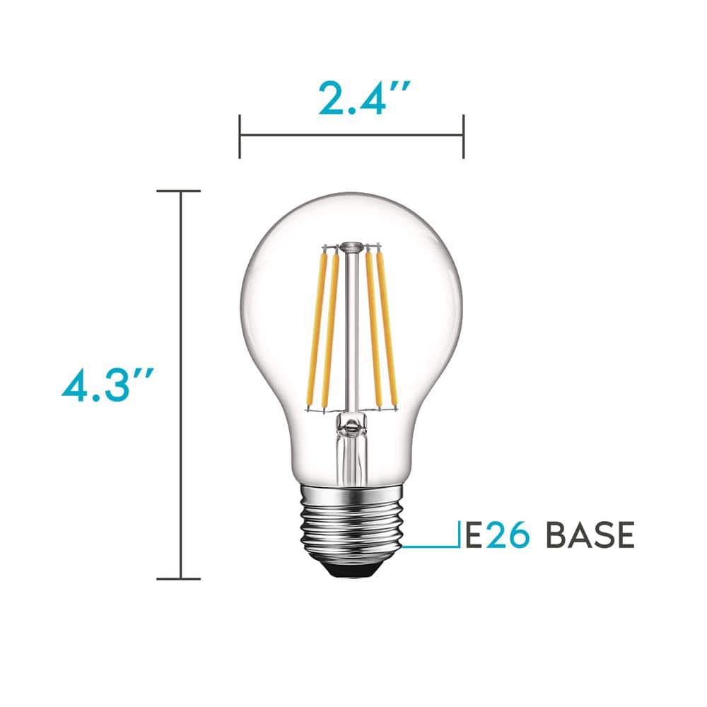 Soft White Dimmable Edison A19 LED Light Bulbs, 6-Pack