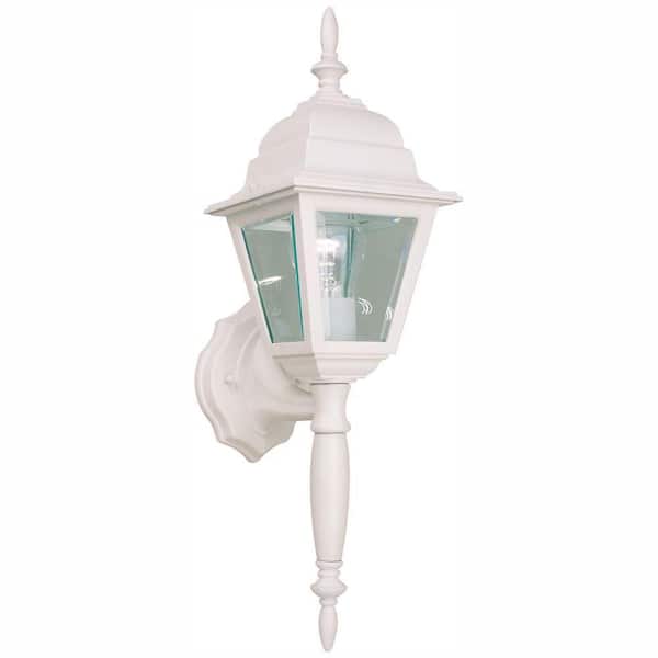 Hampton Bay Hampton Bay 19.75 in. White 1-Light Outdoor Line Voltage Wall Sconce with No Bulb Included