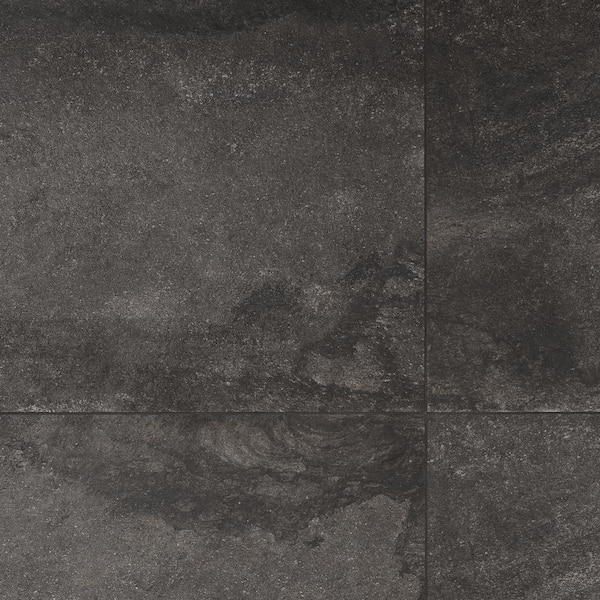 Dominion Charcoal Black 23.62 in. x 47.24 in. Matte Limestone Look  Porcelain Floor and Wall Tile (15.49 sq. ft./Case)