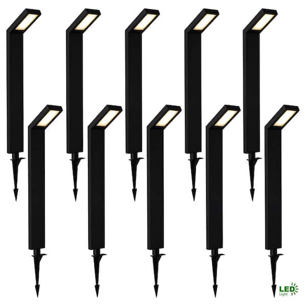 36-Watt Equivalent Low Voltage Black Aluminum Hardwired LED Weather Resistant Landscape Path Lights (10-pack)