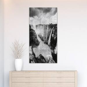 ''The Falls'' Reverse Printed Tempered Glass with Silver Leaf 72 in. x 36 in. x 0.2 in.