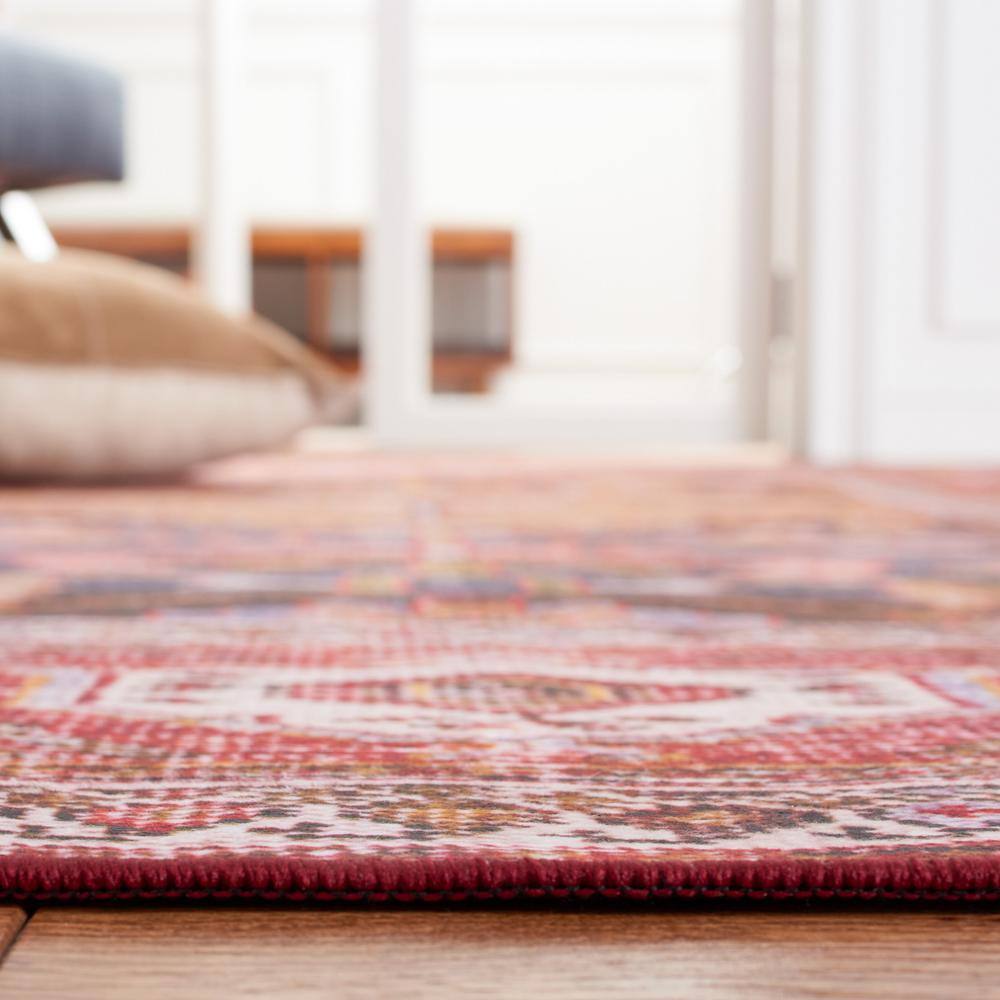 Tucson 6' Square Navy and Rust Synthetic Area Rug