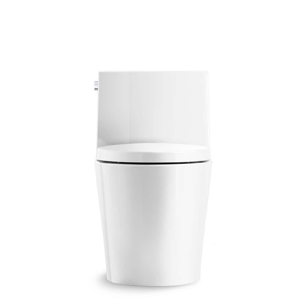 Veil White Polished Elongated Dual-Flush Free Standing Toilet