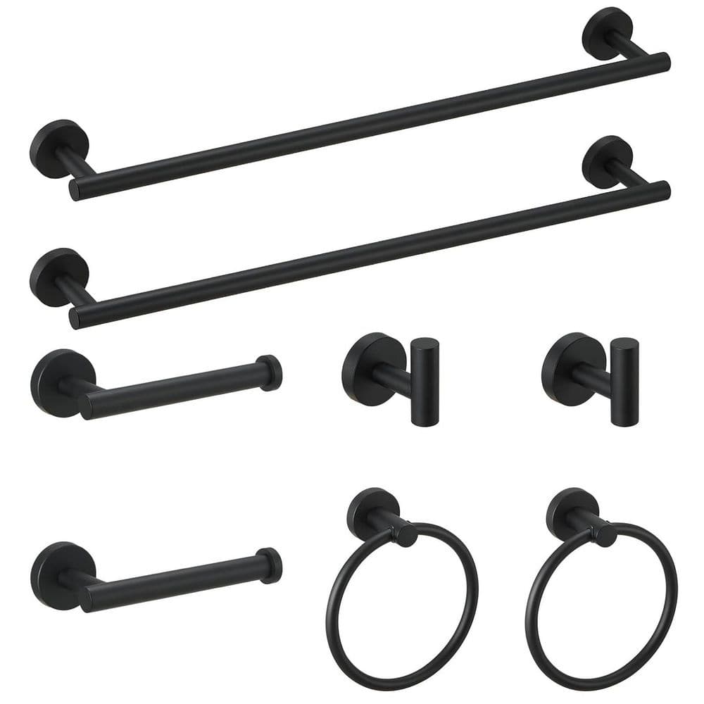 8-Piece Stainless Steel Wall Mount Bath Hardware Set with Mounting Hardware in Black price history on PriceWatchPro
