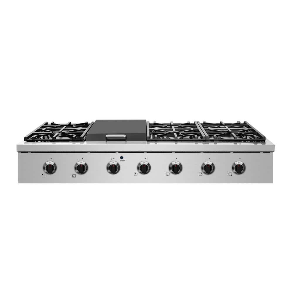 NXR Entree 48 in. Professional Style Liquid Propane Cooktop with 6-Burners and a Griddle Burner in Stainless Steel and Black