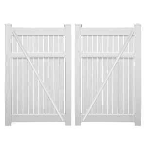 Huntington 7.6 ft. x 6 ft. White Vinyl Semi-Privacy Double Fence Gate Kit
