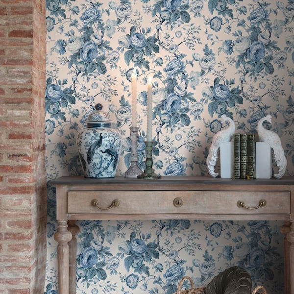 Laura Ashley Uffington Roses Dark Seaspray Wallpaper