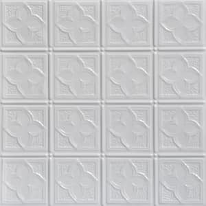 Clover White 2 ft. x 2 ft. Decorative Tin Style Nail Up Ceiling Tile (48 sq. ft./Case)