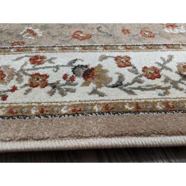 Como Beige 2 ft. x 8 ft. Traditional Floral Area Rug