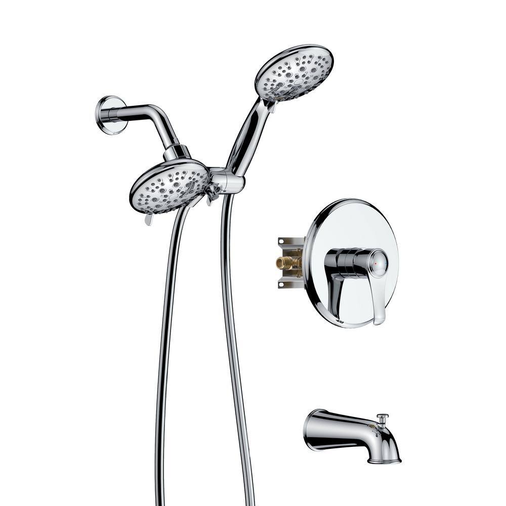 UPIKER 6Spray Patterns with 4 in. Tub Wall Mount Dual Shower Heads