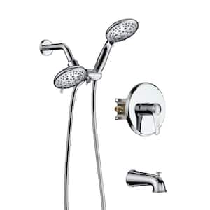 6-Spray Patterns with 4 in. Tub Wall Mount Dual Shower Heads With 1.8 GPM in Spot Resist Chrome