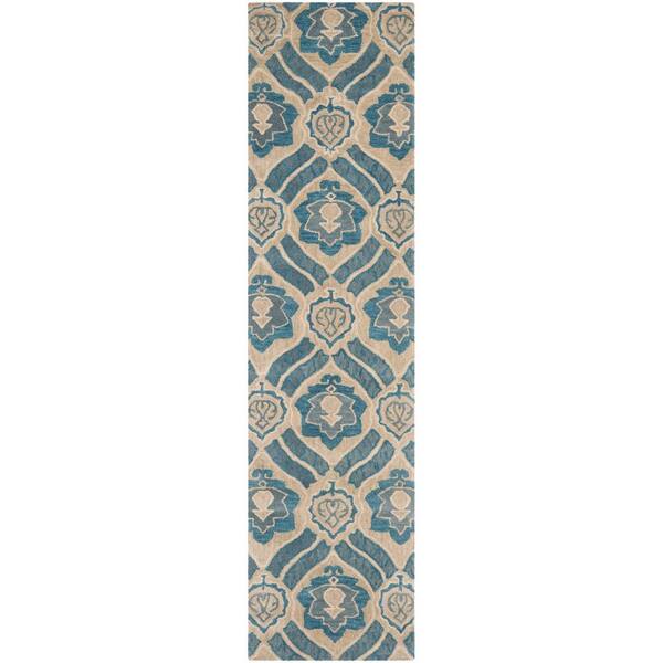 Wyndham 2 ft. x 9 ft. Blue/Gray Ogee Runner Rug