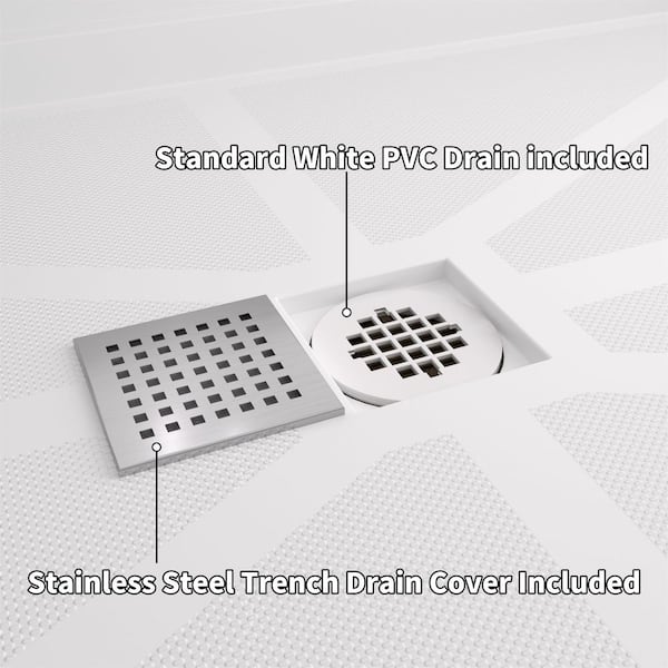 36 in. L x 36 in. W Alcove Shower Pan Base with Center Drain in White