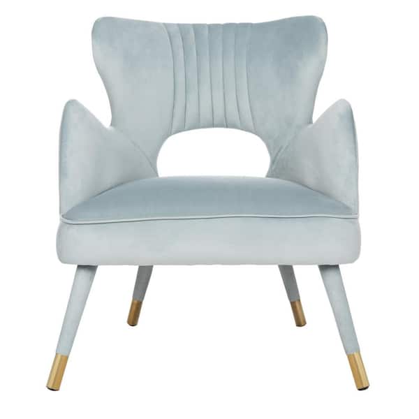SAFAVIEH Blair Slate Blue/Gold Upholstered Arm Chair