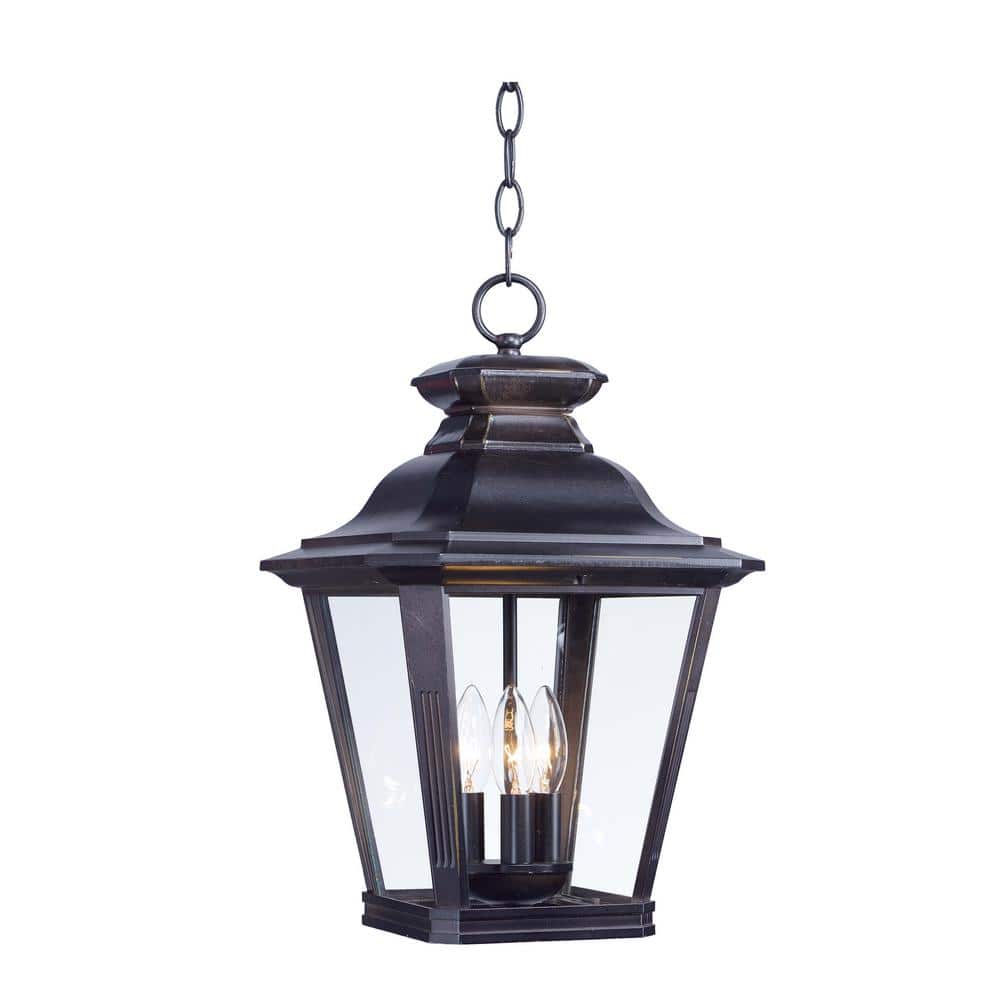 Knoxville Bronze 3-Light Outdoor Hanging Lantern with Clear Glass