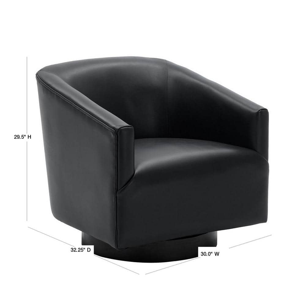 Midnight Blue Faux Leather Swivel Barrel Accent Chair