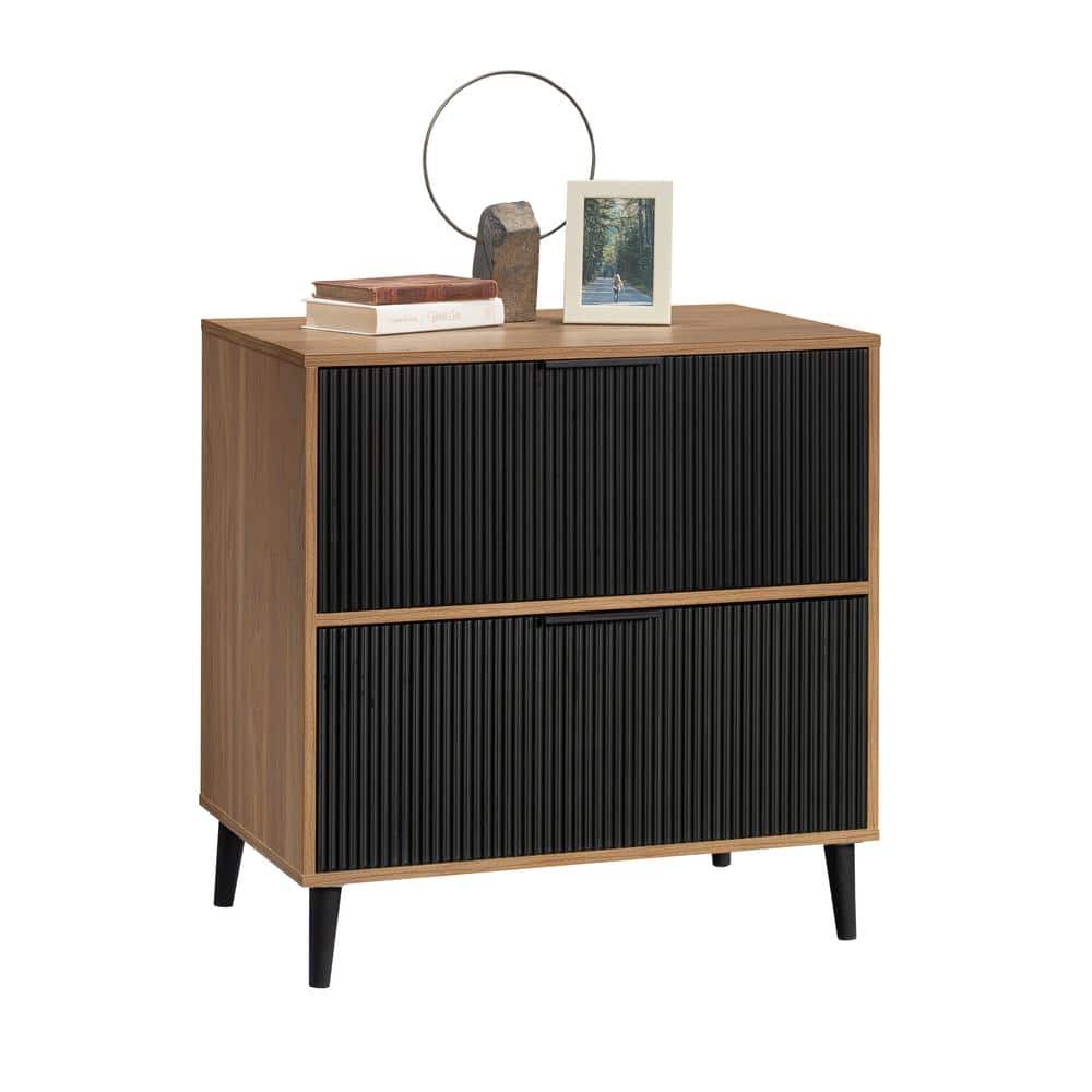 Serene Walnut and Black 2-Drawer Lateral File Cabinet