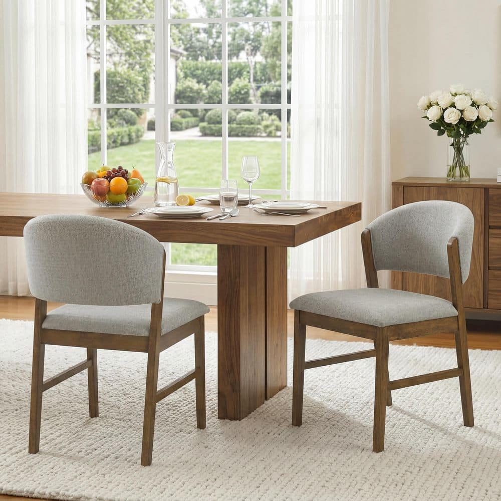 Hunter Mid Century Modern Grayish Green and Walnut Fabric Upholstered Dining Chairs Set of 2 price history on PriceWatchPro