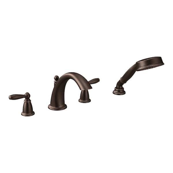 MOEN Brantford 2-Handle Deck-Mount Roman Tub Faucet Trim Kit with Hand Shower in Oil Rubbed Bronze (Valve Not Included)