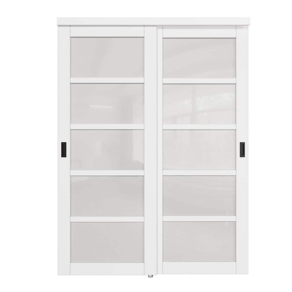 60 in. x 80 in. 5 Lites Premium Frosted Glass Smooth MDF Closet Sliding Door with Hardware Kit price history on PriceWatchPro
