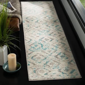 Skyler Ivory/Blue 2 ft. x 6 ft. Geometric Runner Rug