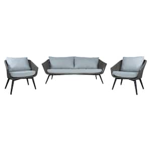 Renava Panama 3-Piece Aluminum Outdoor Sofa Set with Grey Cushions