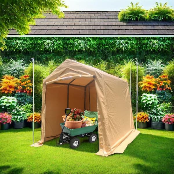 7 ft. x 8 ft. Heavy Duty Outdoor Storage Shed Outdoor Garage for Motorcycle, Bike, Garden Tools, ATV