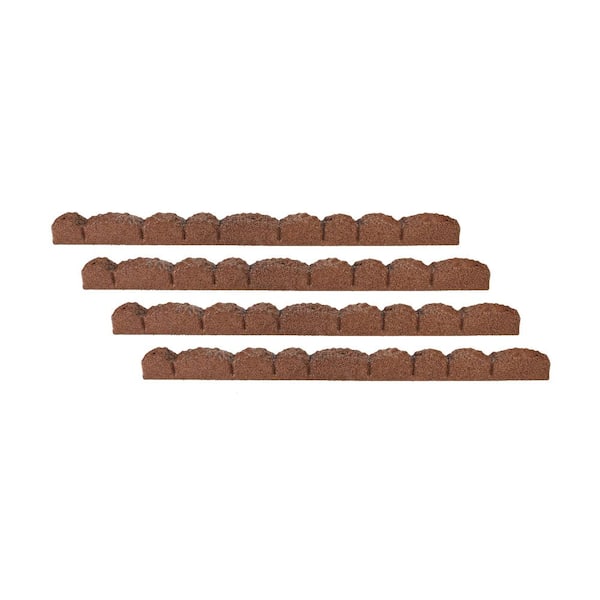 Vigoro 48 in. x 2 in. x 3 in. Brown Scallop Rubber Landscape Edging (4-Pack)