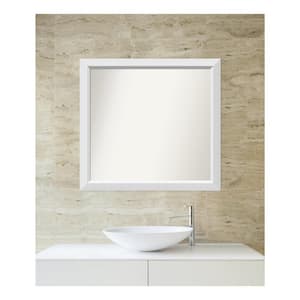 Blanco White 32.25 in. x 30.25 in. Custom Non-Beveled Wood Framed Bathroom Vanity Wall Mirror