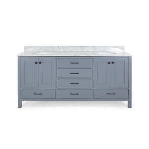 Lyndon 60 in. W x 22 in. D Bath Vanity with Carrara Marble Vanity Top in Grey with White Basin