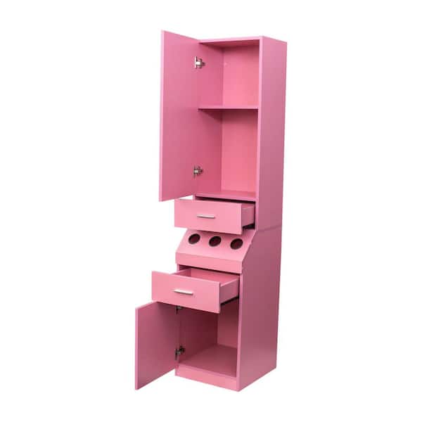 COWLOWN 15.75 in. W x 17.72 in. D x 71.26 in. H Bathroom Pink Linen Cabinet