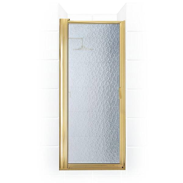 Coastal Shower Doors Paragon Series 22 in. x 65-5/8 in. Framed Maximum Adjustment Pivot Shower Door in Gold and Aquatex Glass