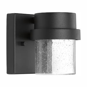 Z-1060 LED Collection 1-Light Textured Black Clear Seeded Glass Modern Outdoor Wall Lantern Light