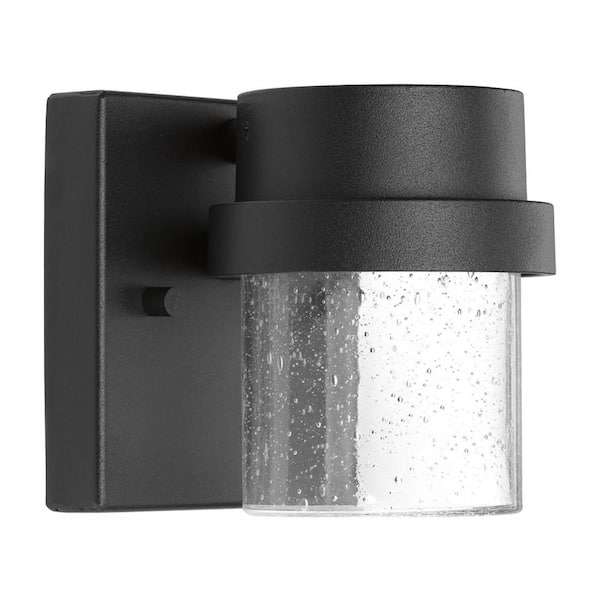 Progress Lighting Z-1060 LED Collection 1-Light Textured Black Clear Seeded Glass Modern Outdoor Wall Lantern Light