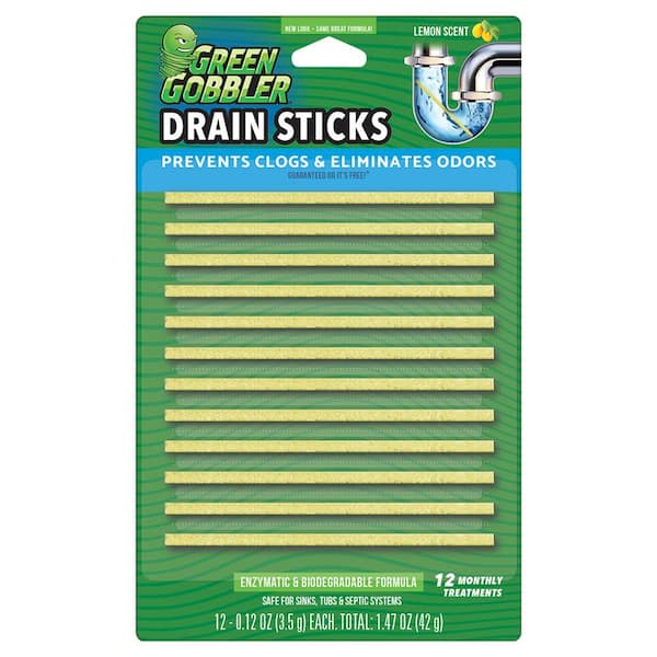 Green Gobbler Bio-Flow Drain Cleaning and Deodorizing Sticks Lemon Scent (12-pack)