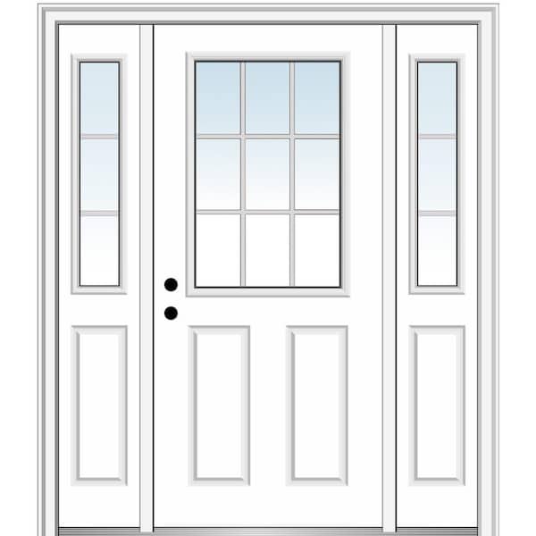 MMI DOOR 64.5 in. x 81.75 in. Internal Grilles Right-Hand Inswing 1/2-Lite Clear Primed Steel Prehung Front Door with Sidelites