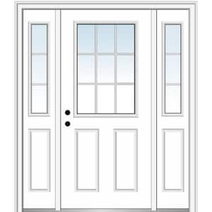 68.5 in. x 81.75 in. Internal Grilles Right-Hand Inswing 1/2-Lite Clear Primed Steel Prehung Front Door with Sidelites