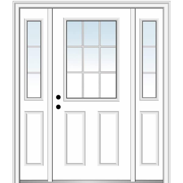 MMI Door 68.5 in. x 81.75 in. Internal Grilles Right-Hand Inswing 1/2-Lite Clear Primed Steel Prehung Front Door with Sidelites