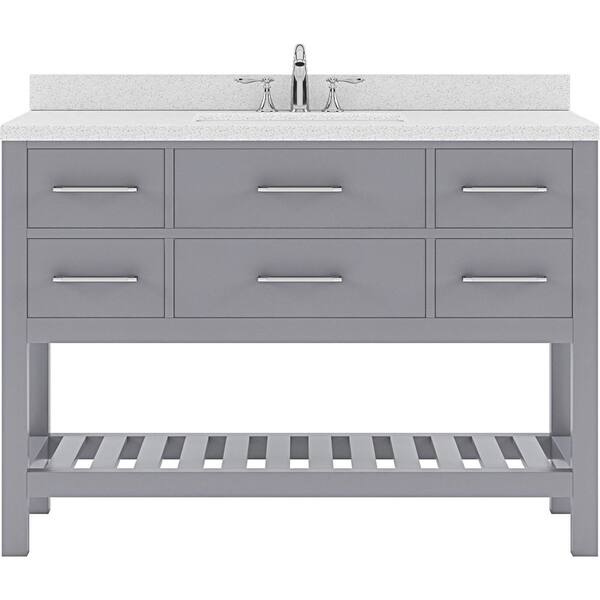 Virtu USA Caroline Estate 48 in. W x 22 in. D x 35 in. H Single Sink Bath Vanity in Gray with Quartz Top