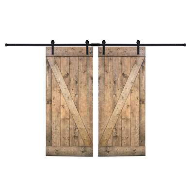 DX Series 72 in. x 84 in. 12-Panel Dark Walnut Painted Wood Sliding Door