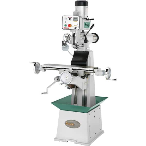 Grizzly Industrial 8 in. x 30 in. 1-1/2 HP Variable-Speed Knee Milling/Drill Press with R 8 Taper and Ram Head