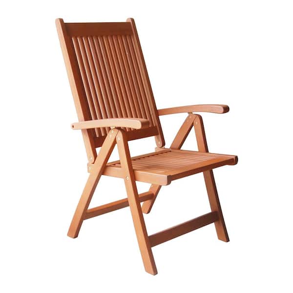 Kahomvis Eucalyptus Hardwood Outdoor Patio Portable Foldable 5-Position Adjustable Recliner Chair