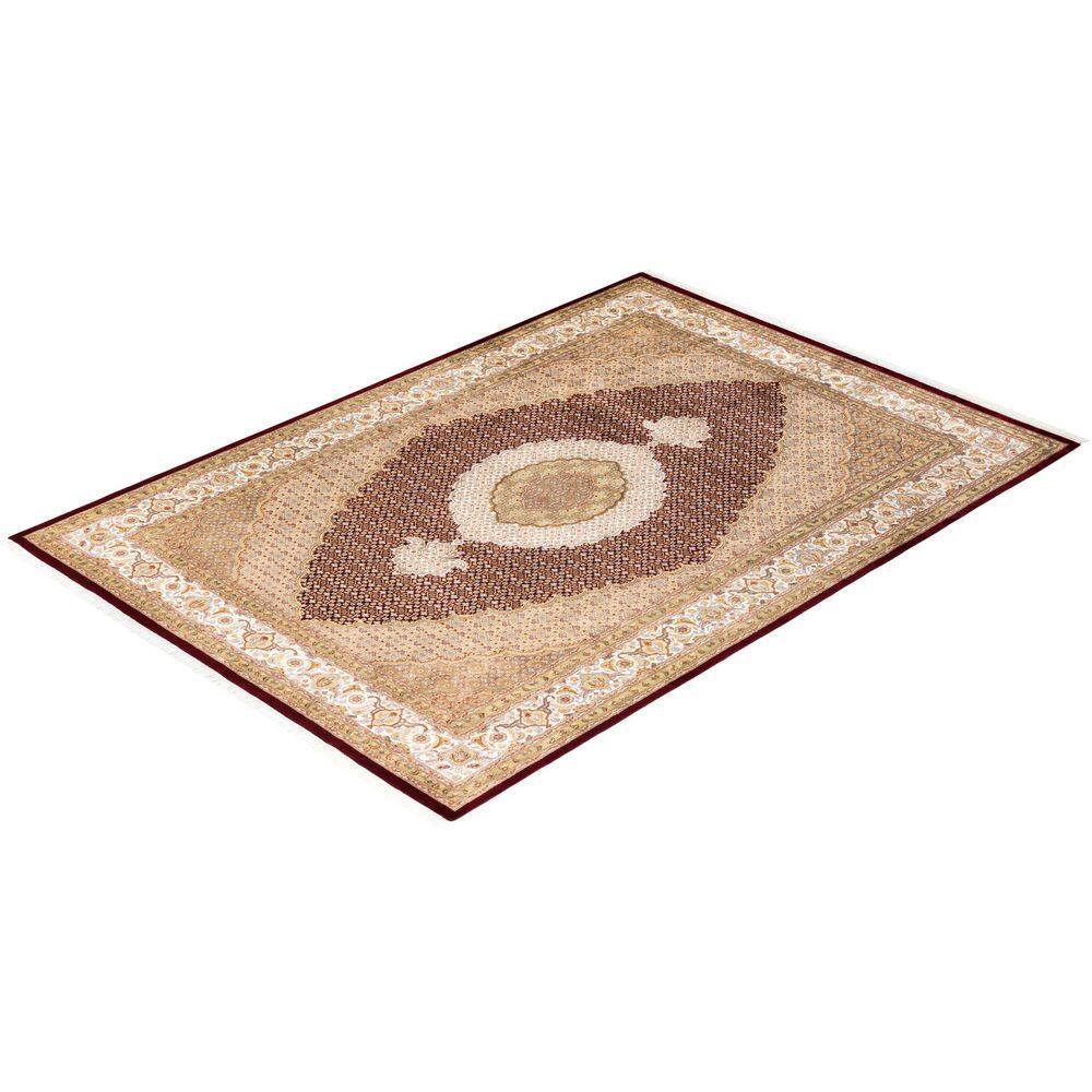 Traditional Red Hand-Knotted Wool 6' x 9' Area Rug